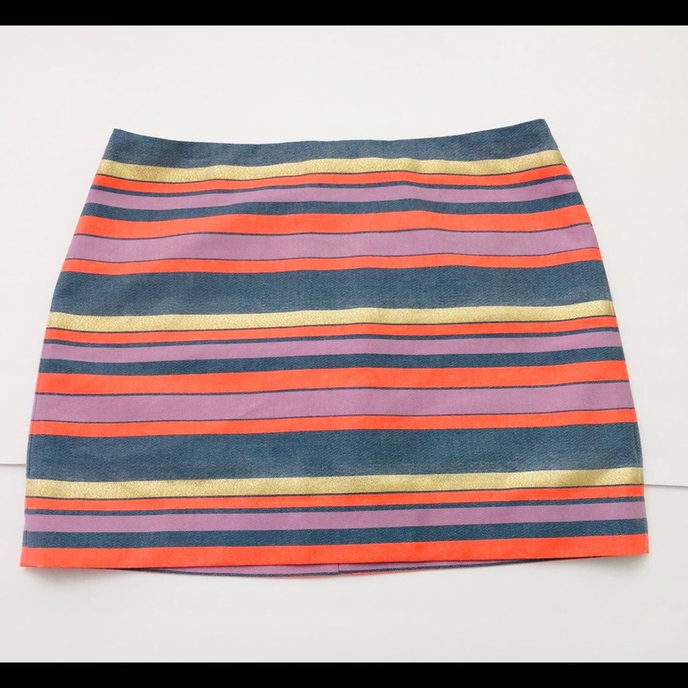 J. Crew Coral gold striped mini skirt - Picture 2 of 3